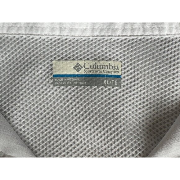 Columbia Mens Size XL PFG White Short Sleeve Vented Button Down Fishing Shirt - Picture 4 of 14